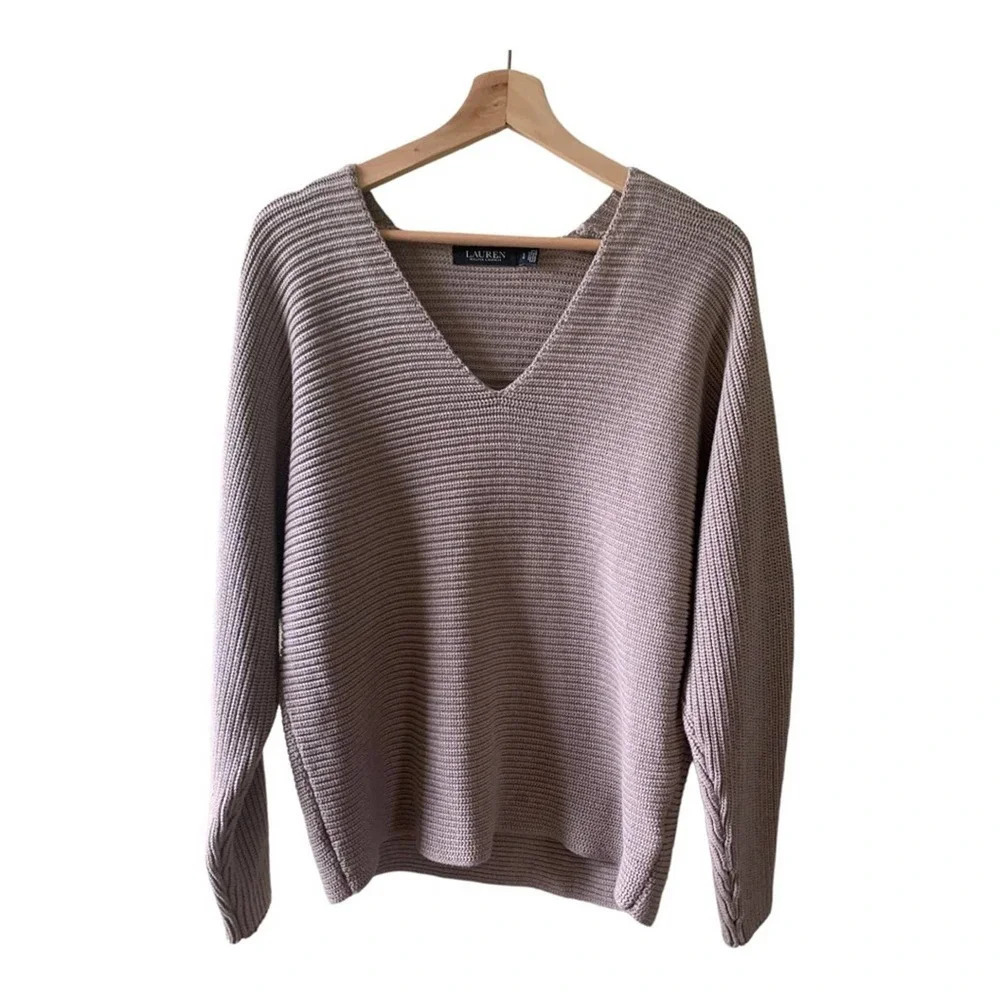 Ralph Lauren Black label cable knit v neck sweater large